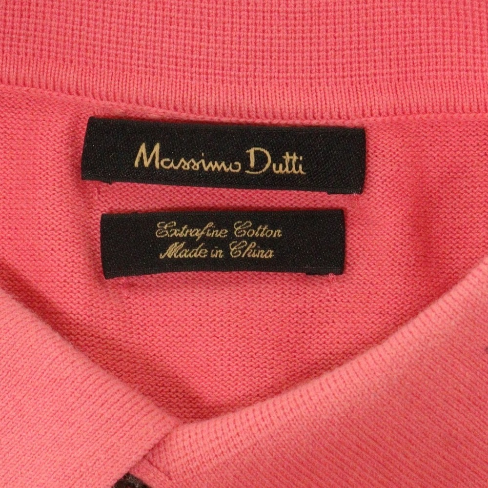 Massimo Dutti Polo Shirt Short Sleeve Knit Coral Pink Extra Fine Cotton Men S - Picture 3 of 6